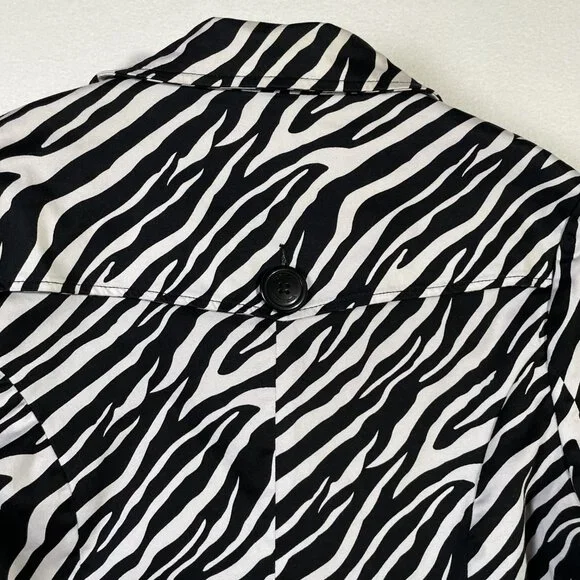 Vertigo Paris Zebra Print Trench Black White Cotton Stretch Size M - Picture 9 of 15